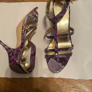 Coach beautiful snake skin mid  heel sandals